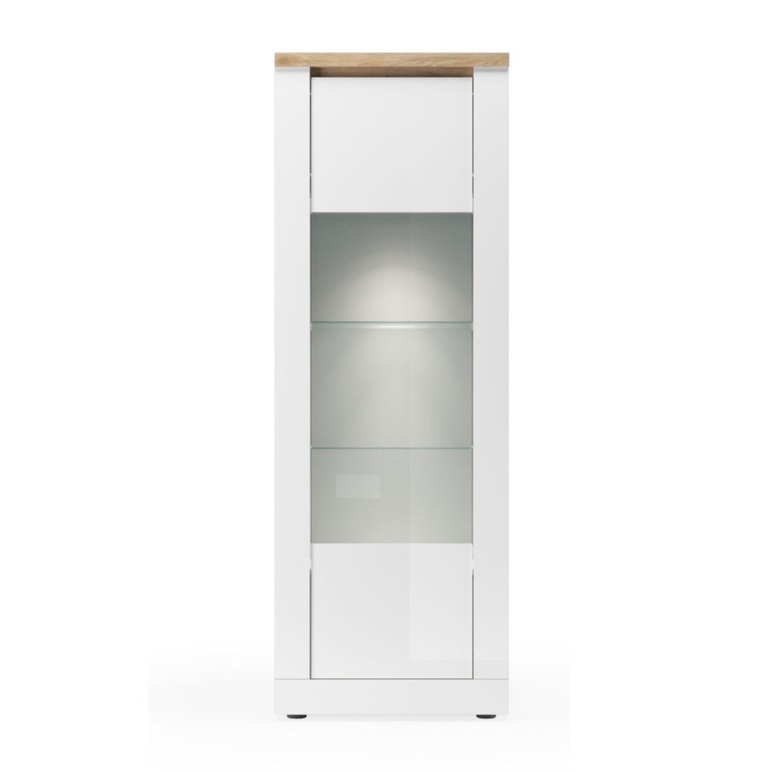 copy of Vitrine 1 Tür links BRAZZA – Öffnung rechts – 5 Fächer – Verglaste Front Nussbaum Satin