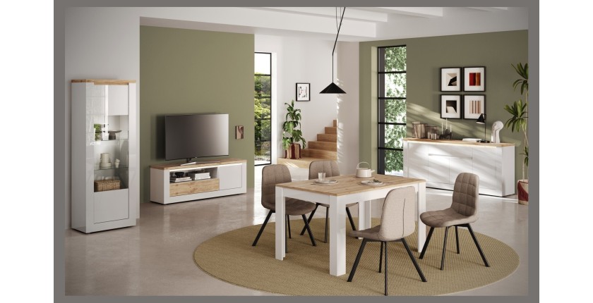 copy of Buffet BRAZZA 1 Tür 3 Schubladen – Kompakter Walnuss-Satin-Stauraum – Sichtbare Fächer – 119 cm