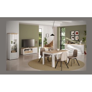 copy of Buffet BRAZZA 1 Tür 3 Schubladen – Kompakter Walnuss-Satin-Stauraum – Sichtbare Fächer – 119 cm