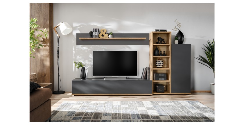 copy of Set mobili JULIA – Vetrine, credenza e mobile TV – Rovere oliato e beige cachemire con LED