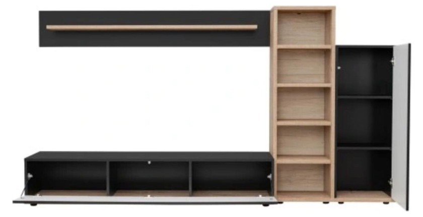copy of Set mobili JULIA – Vetrine, credenza e mobile TV – Rovere oliato e beige cachemire con LED