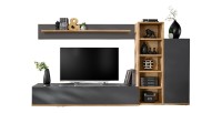 copy of Set mobili JULIA – Vetrine, credenza e mobile TV – Rovere oliato e beige cachemire con LED