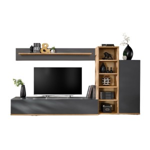 copy of Set mobili JULIA – Vetrine, credenza e mobile TV – Rovere oliato e beige cachemire con LED
