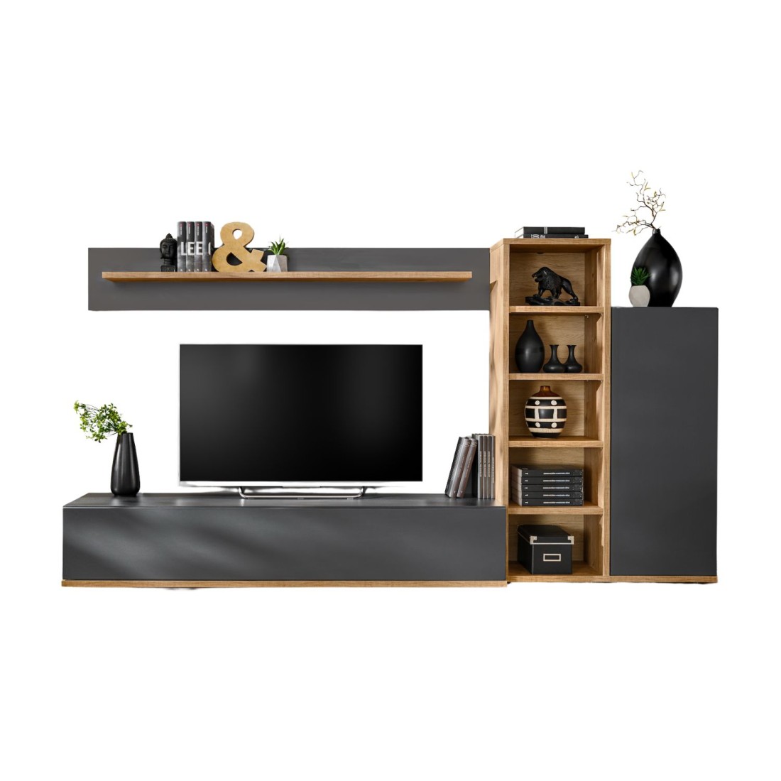 copy of Set mobili JULIA – Vetrine, credenza e mobile TV – Rovere oliato e beige cachemire con LED