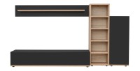 copy of Meubelset JULIA - Vitrinekasten, buffet en tv-meubel - Geolied eiken en beige kasjmier met LED