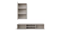 copy of Möbelset JULIA – Vitrinen, Buffet und TV-Möbel – Geöltes Eichenholz und Cashmere-Beige mit LED