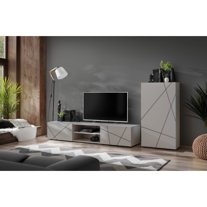 Composición mural DASH – Mueble TV y cajón mural – Acabado Cashmere