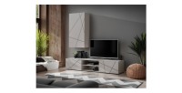 copy of Möbelset JULIA – Vitrinen, Buffet und TV-Möbel – Geöltes Eichenholz und Cashmere-Beige mit LED