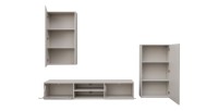 copy of Möbelset JULIA – Vitrinen, Buffet und TV-Möbel – Geöltes Eichenholz und Cashmere-Beige mit LED