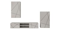 copy of Möbelset JULIA – Vitrinen, Buffet und TV-Möbel – Geöltes Eichenholz und Cashmere-Beige mit LED