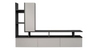 copy of Möbelset JULIA – Vitrinen, Buffet und TV-Möbel – Geöltes Eichenholz und Cashmere-Beige mit LED