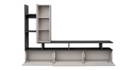 copy of Möbelset JULIA – Vitrinen, Buffet und TV-Möbel – Geöltes Eichenholz und Cashmere-Beige mit LED