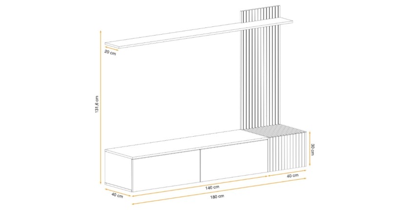 copy of Möbelset JULIA – Vitrinen, Buffet und TV-Möbel – Geöltes Eichenholz und Cashmere-Beige mit LED