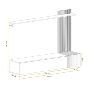 copy of Möbelset JULIA – Vitrinen, Buffet und TV-Möbel – Geöltes Eichenholz und Cashmere-Beige mit LED