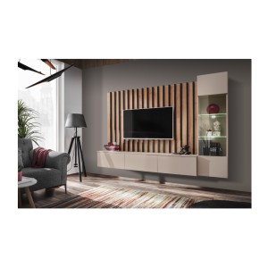 Mise en situation de la composition murale TASHYA blanc sable dans un décor 3D