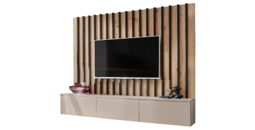 Composition murale TASHYA : meuble TV et panneaux muraux décoratifs