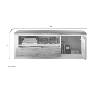 copy of Mobile TV BRAZZA 182 cm – 2 porte, 2 cassetti – Noce satinato e nicchie visibili