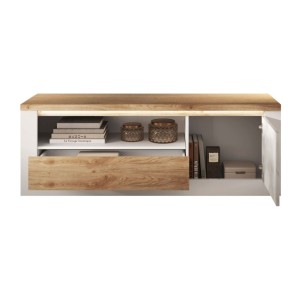 copy of Mobile TV BRAZZA 182 cm – 2 porte, 2 cassetti – Noce satinato e nicchie visibili