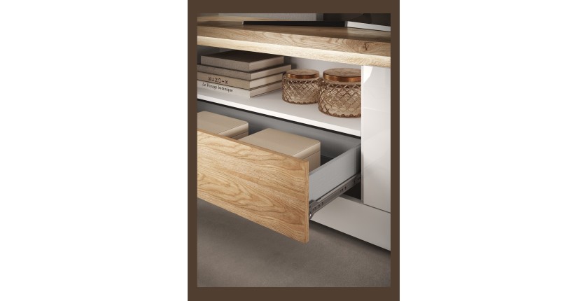 copy of Mobile TV BRAZZA 182 cm – 2 porte, 2 cassetti – Noce satinato e nicchie visibili