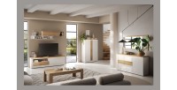 copy of TV-Möbel BRAZZA 182 cm – 2 Türen, 2 Schubladen – Satin Nussbaum und sichtbare Fächer