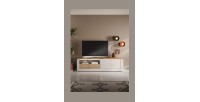 Mise en situation dans un décor 3D du meuble TV SASHA 2 portes et 1 tiroir