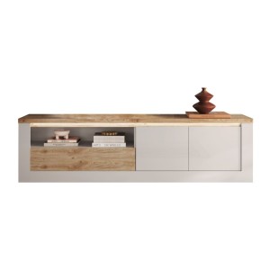 copy of TV-Möbel BRAZZA 182 cm – 2 Türen, 2 Schubladen – Satin Nussbaum und sichtbare Fächer