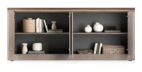 copy of Buffet BRAZZA met 1 deur en 3 laden - Compacte opbergruimte in satijn notenhout - Zichtbare vakken - 119 cm