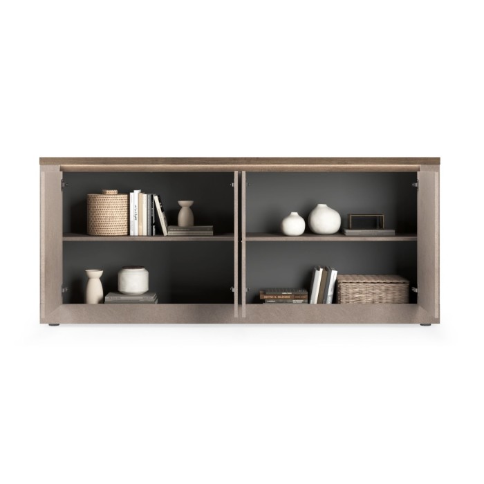 Buffet SASHA – 4 porte con LED – Bronzo e piano in legno Mercurio
