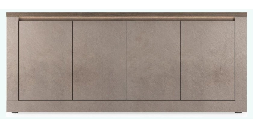 copy of Buffet BRAZZA met 1 deur en 3 laden - Compacte opbergruimte in satijn notenhout - Zichtbare vakken - 119 cm