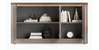 copy of Buffet BRAZZA 1 Tür 3 Schubladen – Kompakter Walnuss-Satin-Stauraum – Sichtbare Fächer – 119 cm