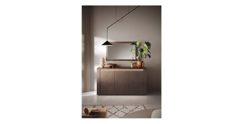 copy of Buffet BRAZZA 1 Tür 3 Schubladen – Kompakter Walnuss-Satin-Stauraum – Sichtbare Fächer – 119 cm