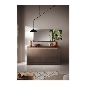 copy of Buffet BRAZZA 1 Tür 3 Schubladen – Kompakter Walnuss-Satin-Stauraum – Sichtbare Fächer – 119 cm