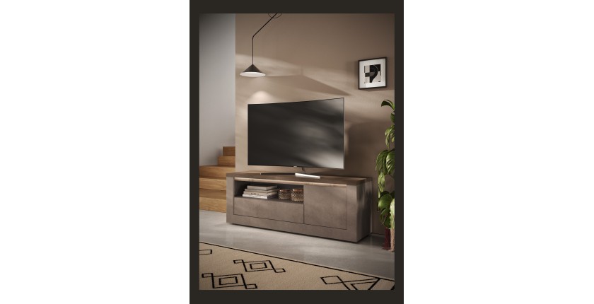 Mise en situation dans un décor 3D du meuble TV SASHA mercure 1 porte
