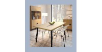 Mesa extensible MONDO – Tablero de roble y patas negras – 160 a 200 cm – Patas inclinadas de metal