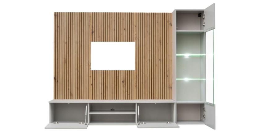 Ensemble IXAR meuble TV et vitrine ouvert
