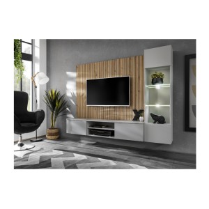 Ensemble IXAR meuble TV et vitrine mis en situation dans un décor 3D