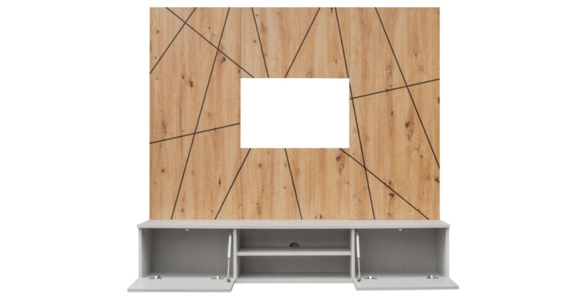 Wandkomposition IXAR geometrisch – TV-Möbel + dekorative Paneele