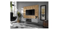 Ensemble IXAR géométrique meuble TV et panneaux muraux mis en situation dans un décor 3D