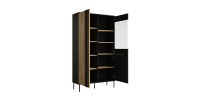 Vitrina diseño IZO – 2 puertas – Negro ónix & Roble claro – 110x195x40 cm