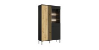 Vitrina diseño IZO – 2 puertas – Negro ónix & Roble claro – 110x195x40 cm