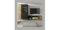 Vitrina diseño IZO – 2 puertas – Negro ónix & Roble claro – 110x195x40 cm