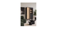 Vitrina diseño IZO – 2 puertas – Negro ónix & Roble claro – 110x195x40 cm