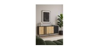 Buffet design IZO – 4 portes – Noir onyx & Chêne clair – 220x92x40 cm