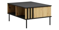 Mesa baja de diseño IZO – Ónix negro & Roble claro – 87x43x66 cm