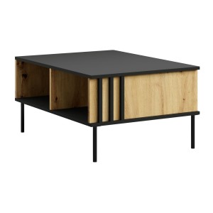 Ensemble de meubles design IZO – Vitrine + Buffets + Table basse + Meuble TV – Noir onyx & Chêne clair