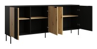 Ensemble de meubles design IZO – Vitrine + Buffets + Table basse + Meuble TV – Noir onyx & Chêne clair