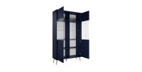 Vitrina de diseño AZURÉA – 2 puertas acristaladas LED – Azul profundo – 106x191x41 cm