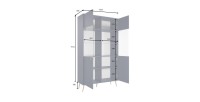 Vitrina de diseño AZURÉA – 2 puertas acristaladas LED – Azul profundo – 106x191x41 cm