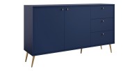 Buffet design AZURÉA – 2 portes & 3 tiroirs – Bleu profond – 156x89x41 cm