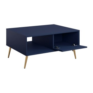 Mesa de centro diseño AZURÉA – Niche + 1 puerta abatible – Azul profundo – 87x43x66 cm